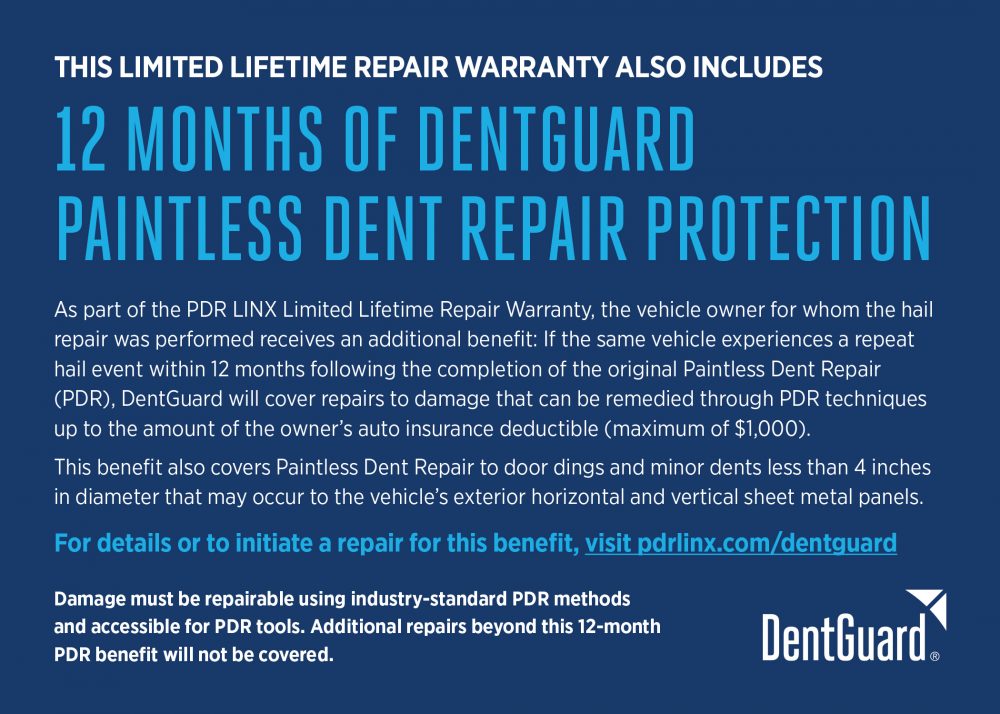 12 months of DentGuard Paintless Dent Repair