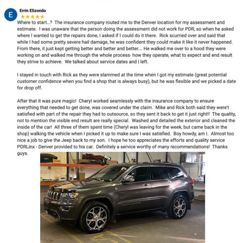 It made our day when Errin described our hail repair service as “pure magic”!